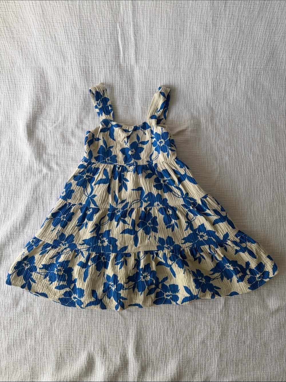 Zara Girls Blue Floral Tiered Sundress on Cream